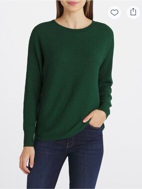 Pink Clover Deep Green Ribbed Crewneck Sweater